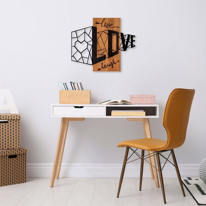 Wallity Live Love Laugh - 380 Escultura de Pared en Nogal y Negro Wallity Live Love Laugh - 380 Escultura de Pared en Nogal y Negro
